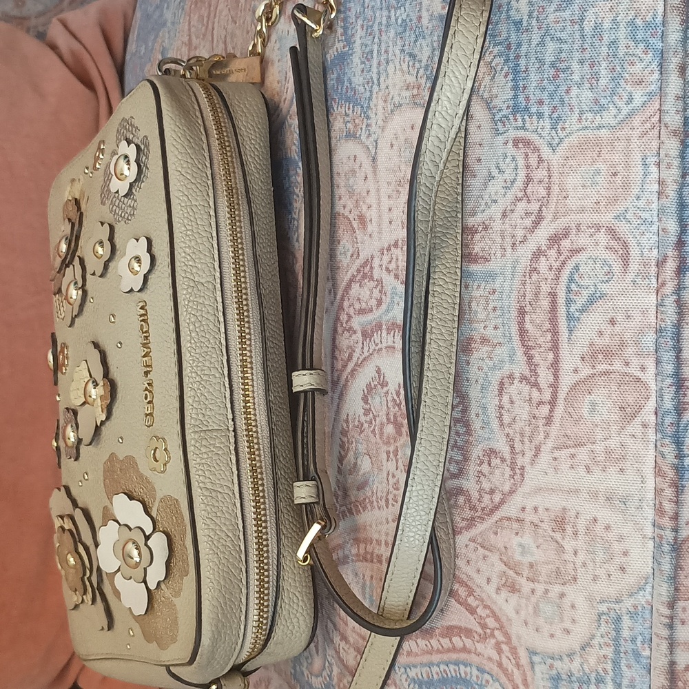 Michael Kors Jet Set Floral Embellished Leather Crossbody Bag - Picture 5 of 9